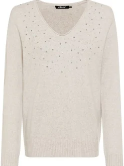 Olsen Damen Pullover in beige - Ausschnitt: V-Ausschnitt