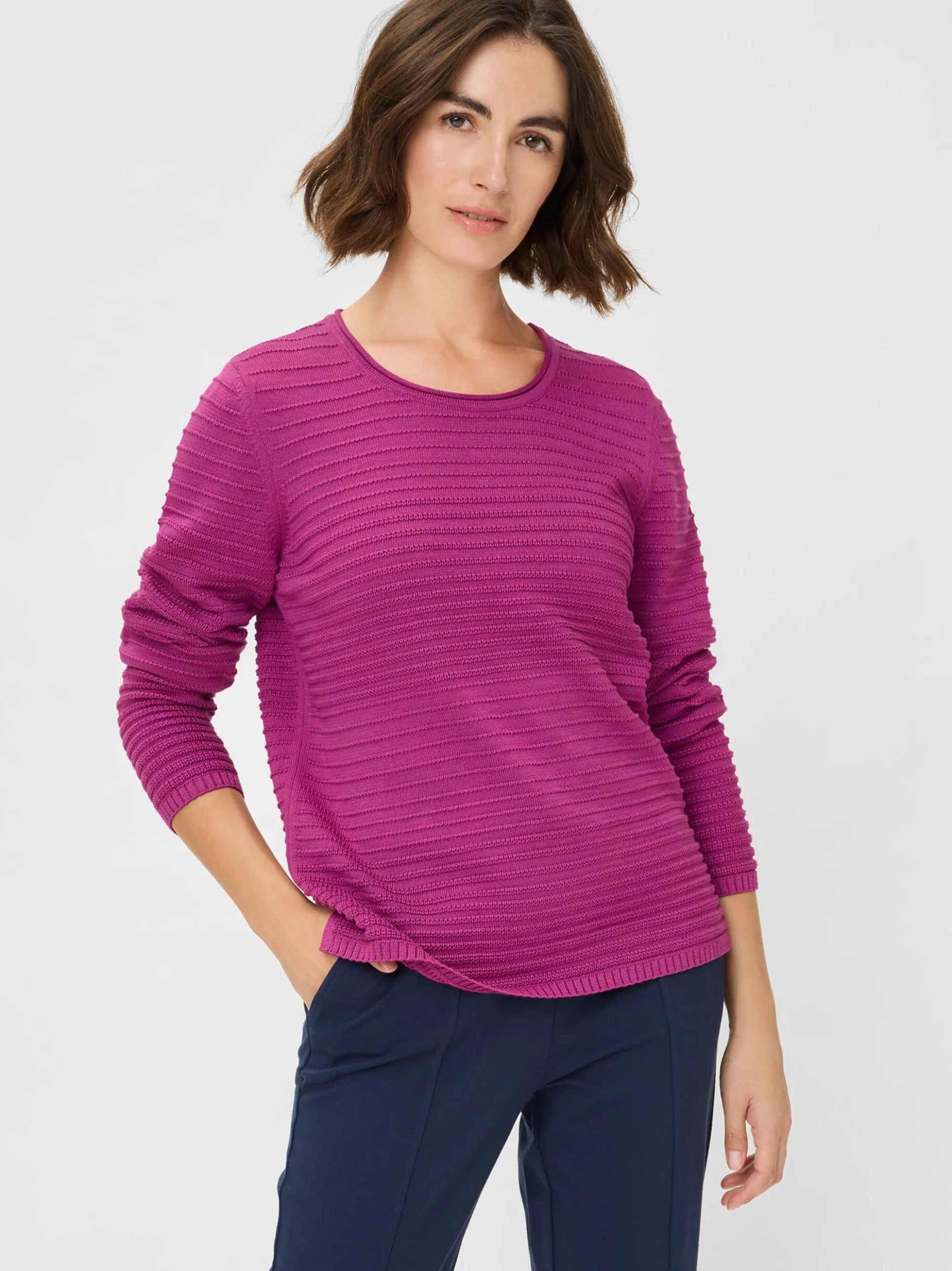 Olsen Damen Pullover in pink - Ausschnitt: Rundhals