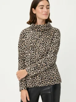 Olsen Damen Sweatshirt in beige schwarz - Ärmel: langarm