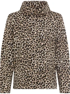 Olsen Damen Sweatshirt in beige schwarz - Ärmel: langarm