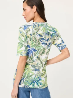 Olsen Damen T-Shirt - Edda in grün blau - Ärmel: Halbarm