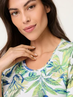 Olsen Damen T-Shirt - Edda in grün blau - Ärmel: Halbarm