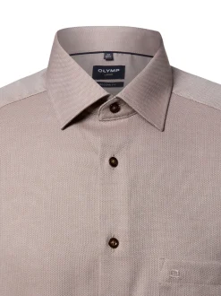 OLYMP Luxor modern fit Herren Hemd - Bügelleicht in taupe