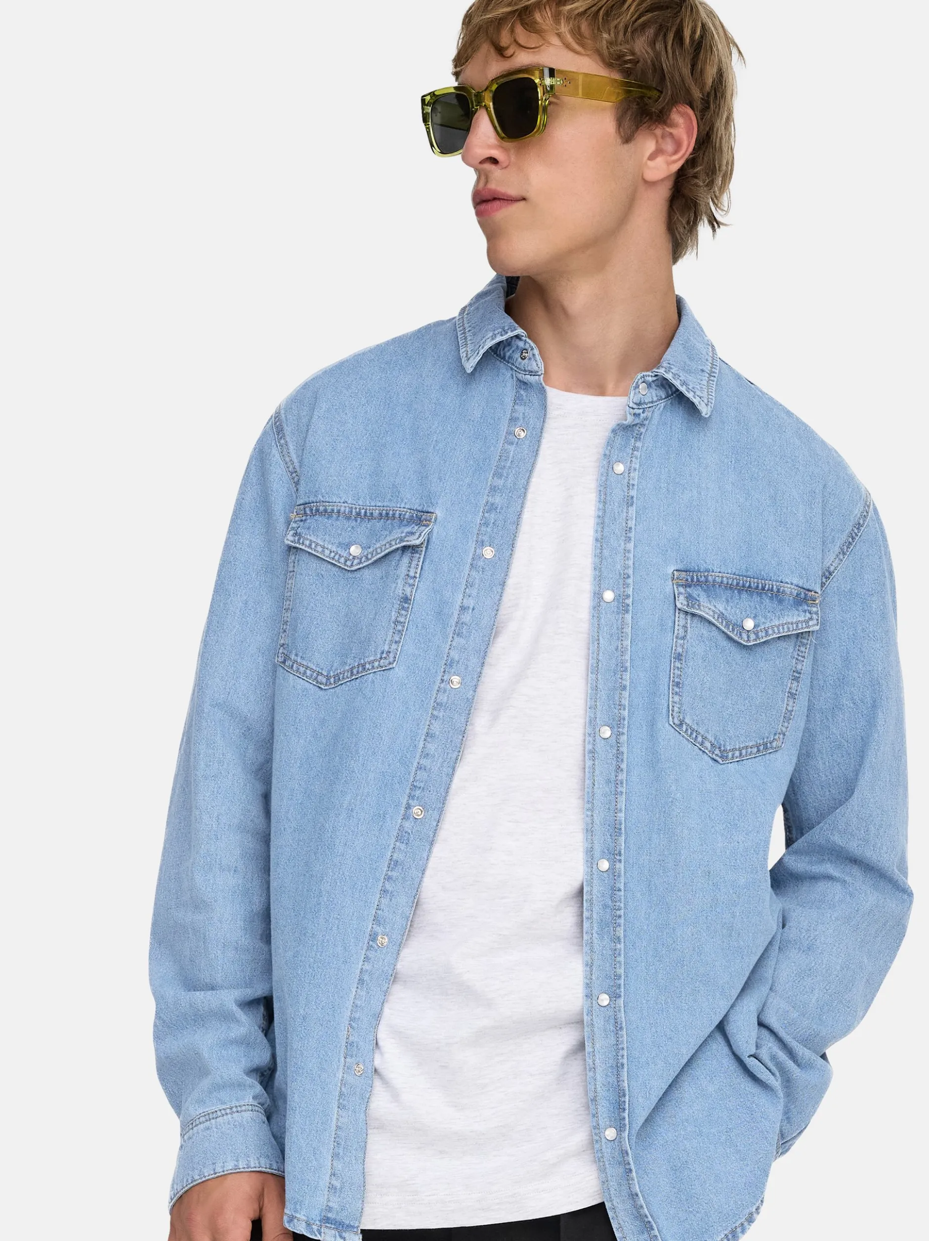 Only&Sons Herren Jeanshemd - 2er Pack Bane in mehrfarbig
