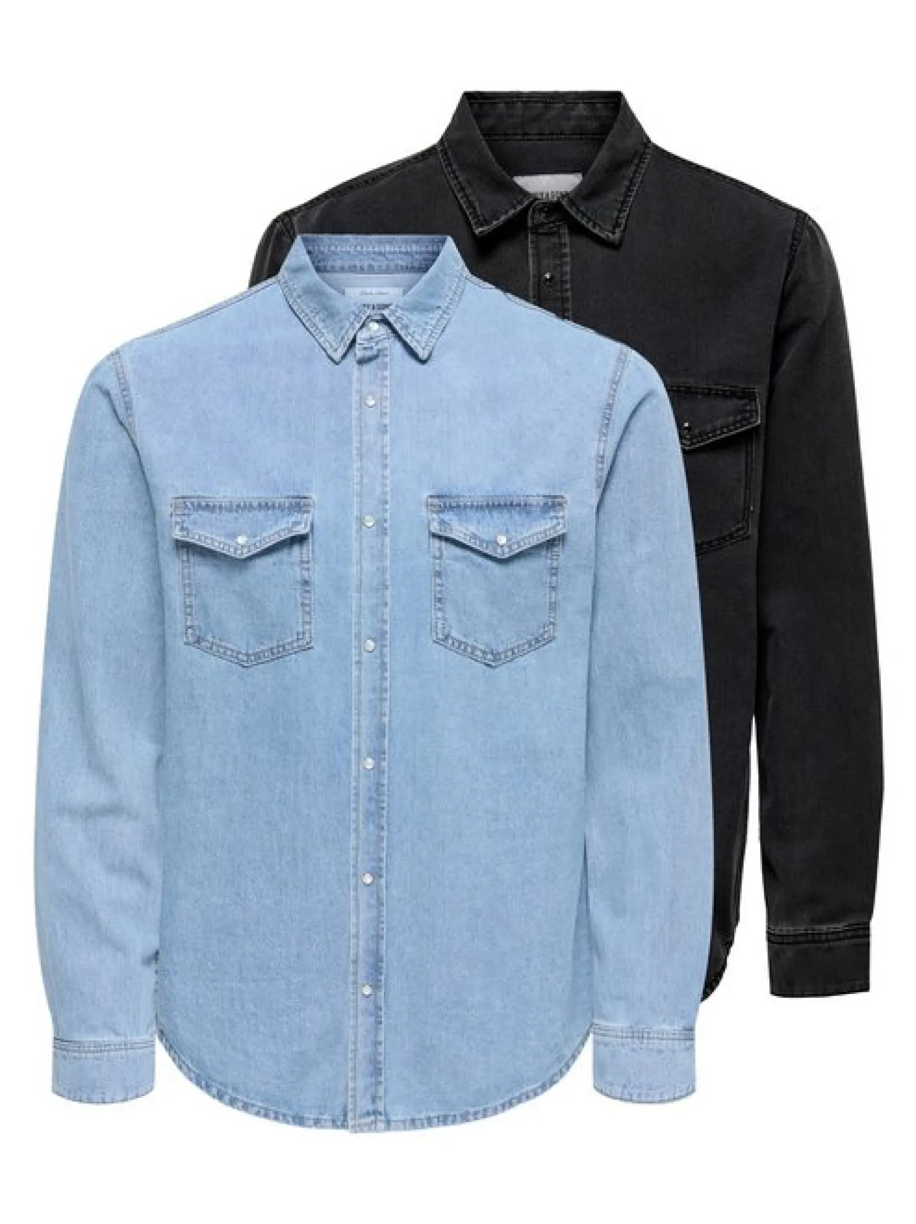 Only&Sons Herren Jeanshemd - 2er Pack Bane in mehrfarbig