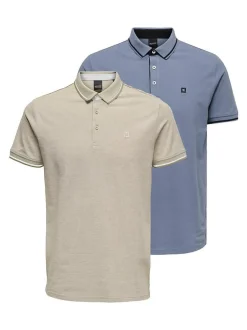 Only&Sons Herren Poloshirt - 2er Pack Onsefletcher in blau