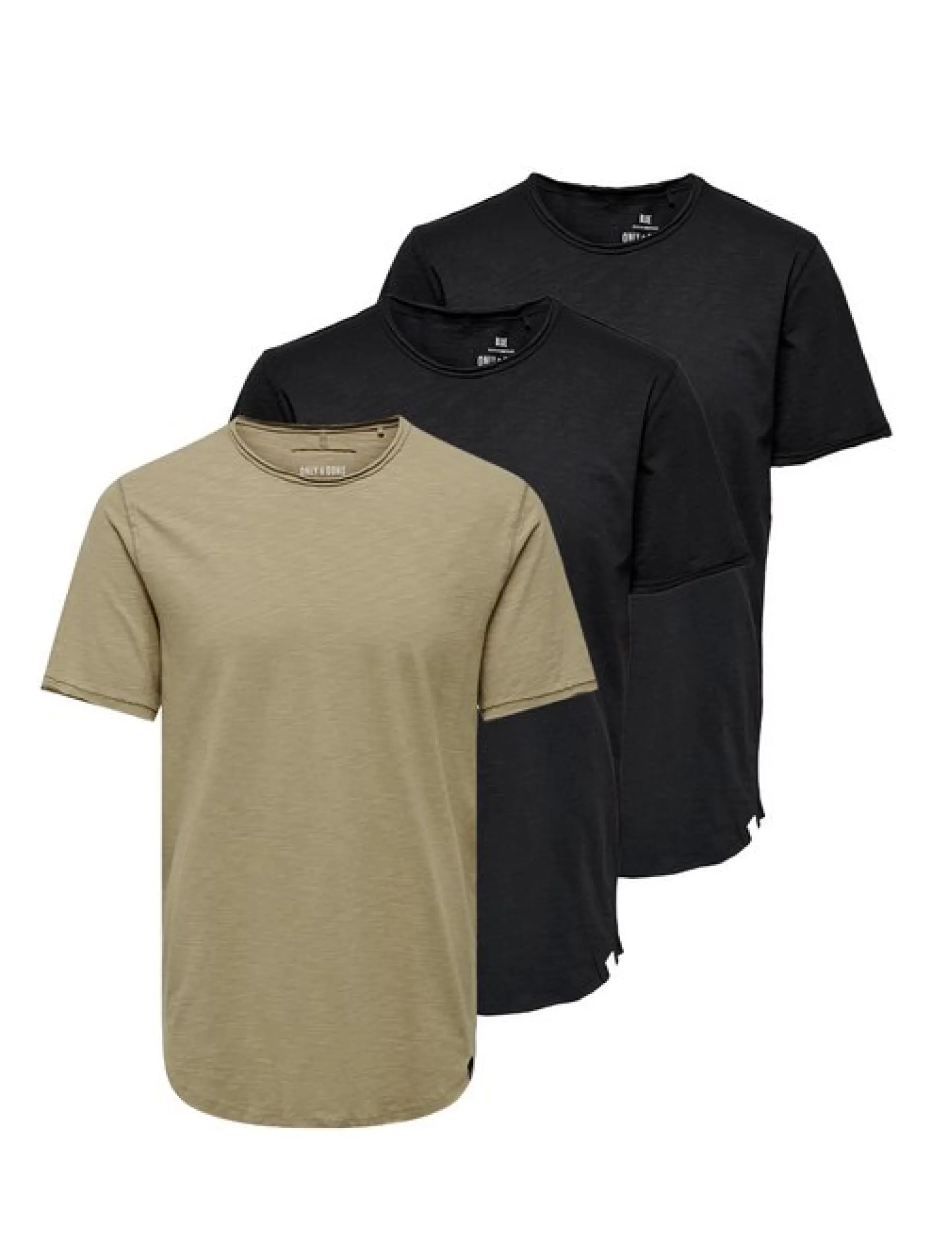 Only&Sons Herren T-Shirt - 3er Pack ONSBENNE in schwarz
