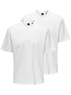 Only&Sons Herren T-Shirt - 2er Pack Onsfred in weiß