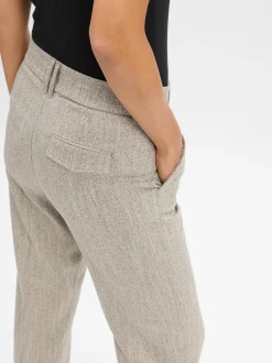 Opus Damen Bundfaltenhose - Meeri herringbone in kitt