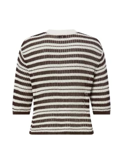Opus Damen Kurzarm-Strickpullover - Punny in mocca weiß