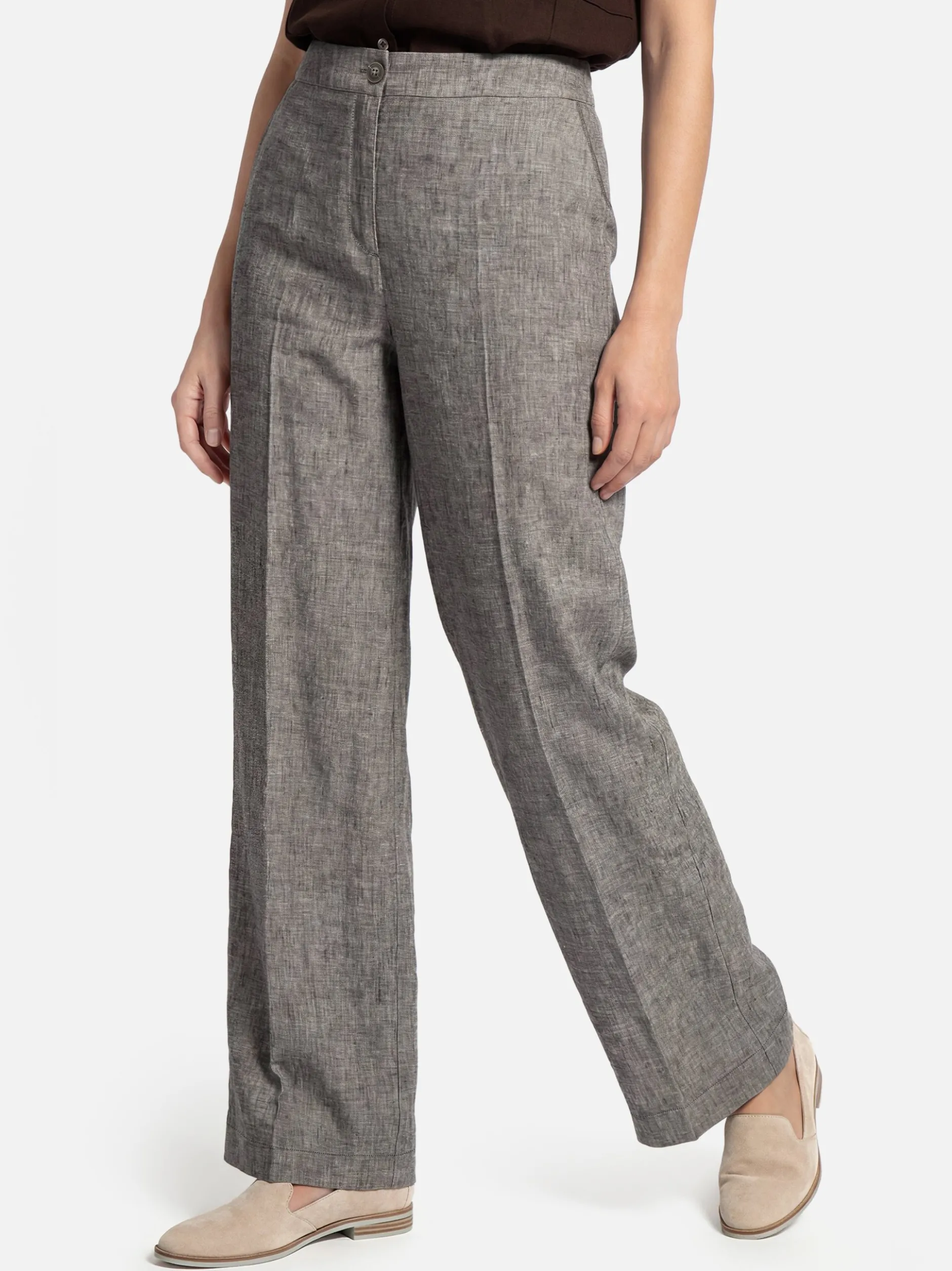 Opus Damen Leinenhose - Maikito Light in khaki ecru