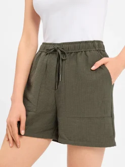 Opus Damen Shorts - Melane in khaki - Länge: kurz