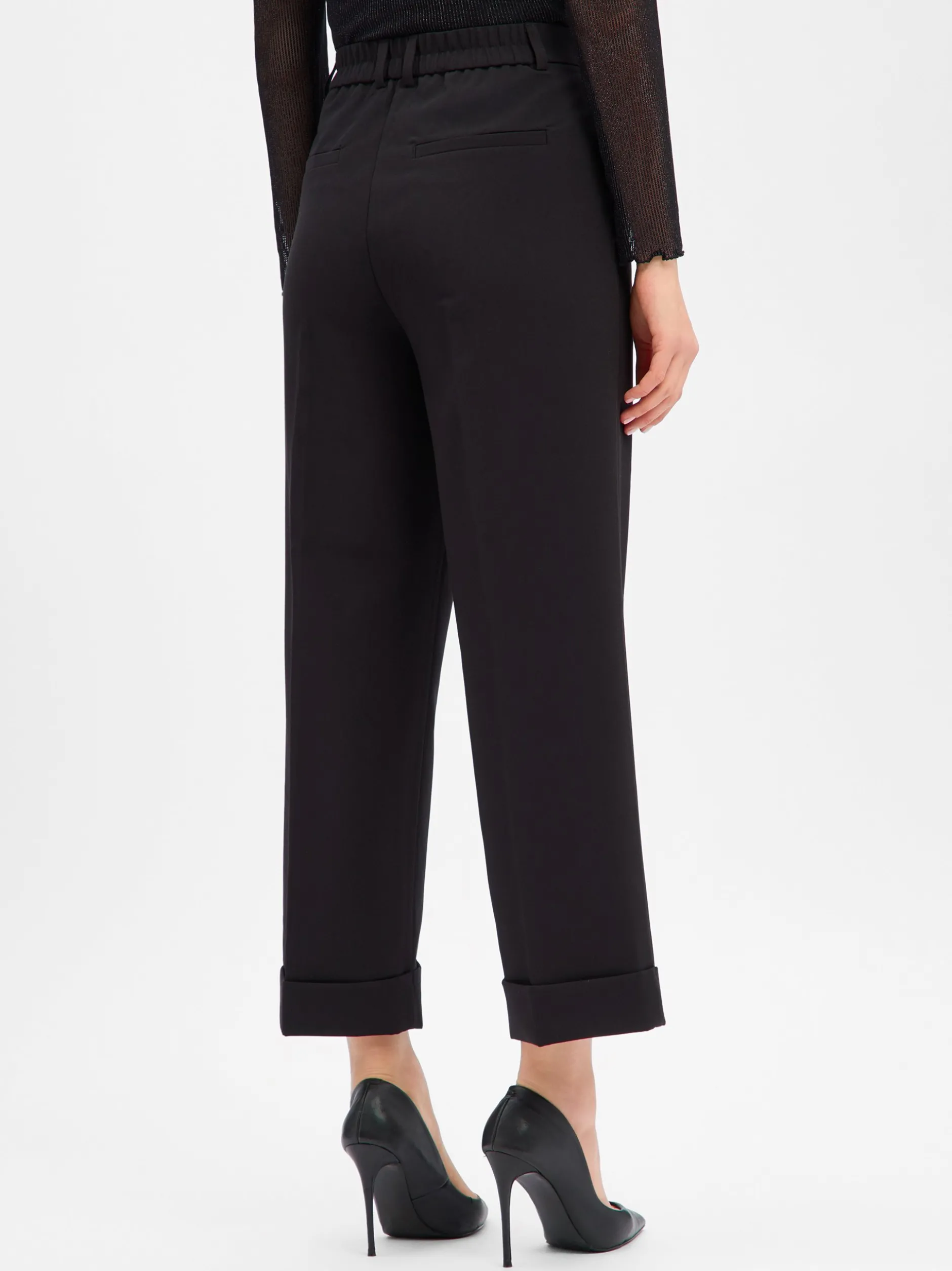 Opus Damen Stoffhose - Meeri crisscross in schwarz