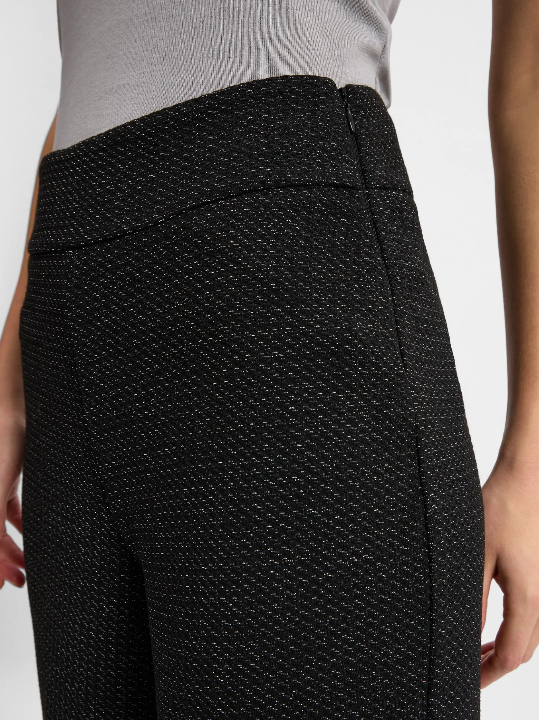 Opus Damen Stoffhose - Misha festive in schwarz silber