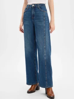Opus Damen Wide Fit Jeans - Mivy in blue stone