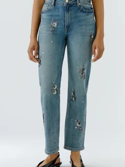 Oui Damen Jeans Relaxed in blau