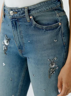 Oui Damen Jeans Relaxed in blau