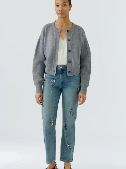 Oui Damen Jeans Relaxed in blau
