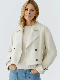 Oui Damen Kunstlederjacke in weiß