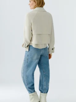 Oui Damen Kunstlederjacke in weiß