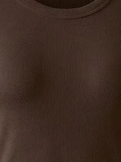 Oui Damen Langarmshirt in braun - Ausschnitt: Rundhals
