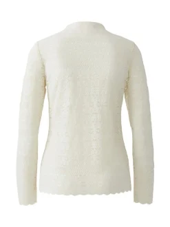 Oui Damen Langarmshirt in weiß - Ausschnitt: Rollkragen