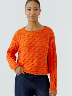 Oui Damen Pullover in orange - Ausschnitt: U-Boot