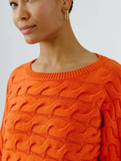 Oui Damen Pullover in orange - Ausschnitt: U-Boot