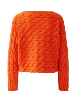 Oui Damen Pullover in orange - Ausschnitt: U-Boot