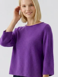 Oui Damen Pullover in purple - Ausschnitt: U-Boot