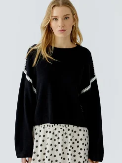 Oui Damen Pullover in schwarz - Ausschnitt: Rundhals