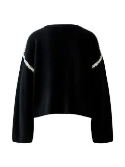 Oui Damen Pullover in schwarz - Ausschnitt: Rundhals