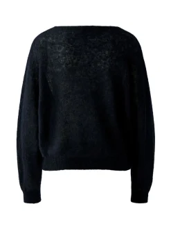 Oui Damen Pullover in schwarz - Ausschnitt: U-Boot