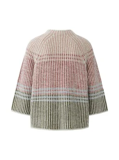 Oui Damen Pullover in weiß rot - Ärmel: 3/4 Arm