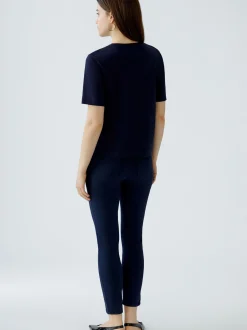 Oui Damen T-Shirt in blau - Ausschnitt: Rundhals