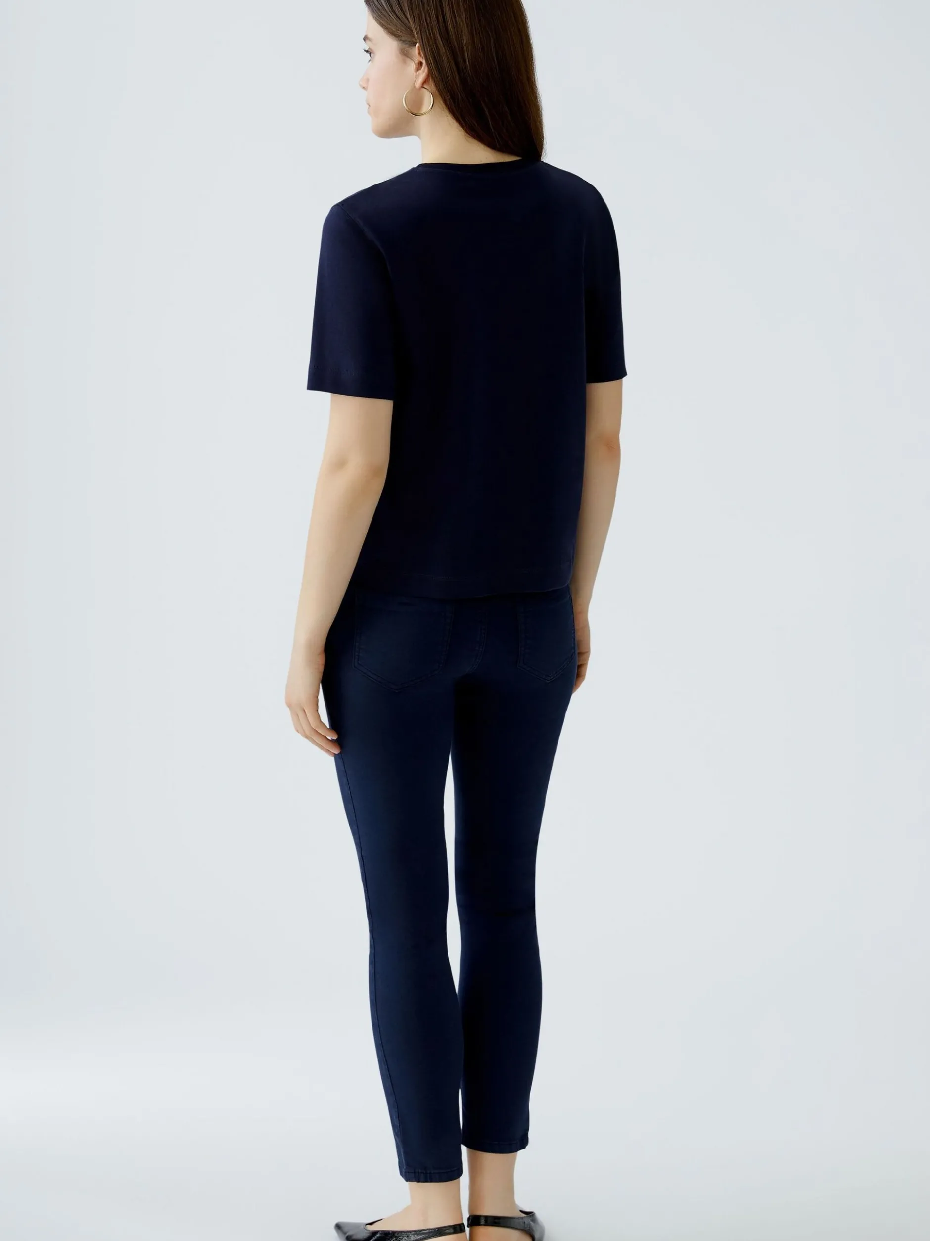 Oui Damen T-Shirt in blau - Ausschnitt: Rundhals