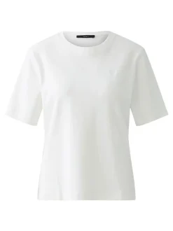 Oui Damen T-Shirt in ecru - Ausschnitt: Rundhals