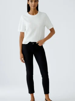 Oui Damen T-Shirt in ecru - Ausschnitt: Rundhals