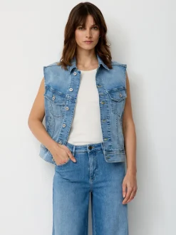 Paddock`s Damen Jeansweste - Regular Fit in blue stone