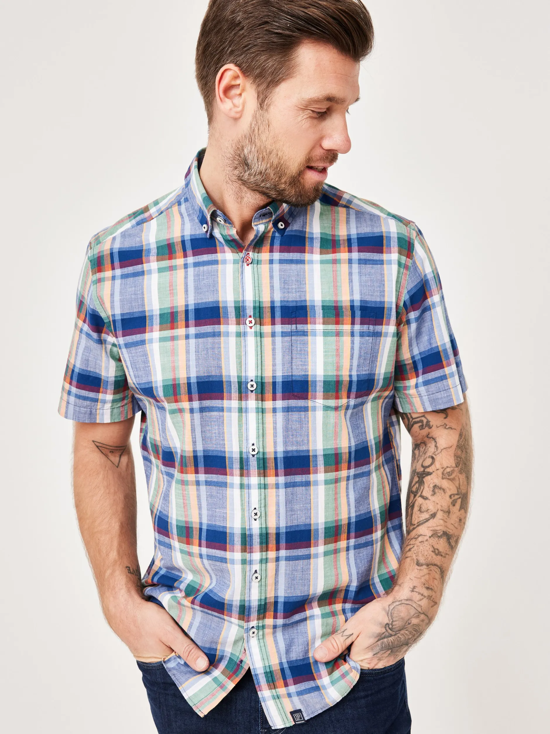 Paddock`s Herren Baumwollhemd - Regular Fit in marine