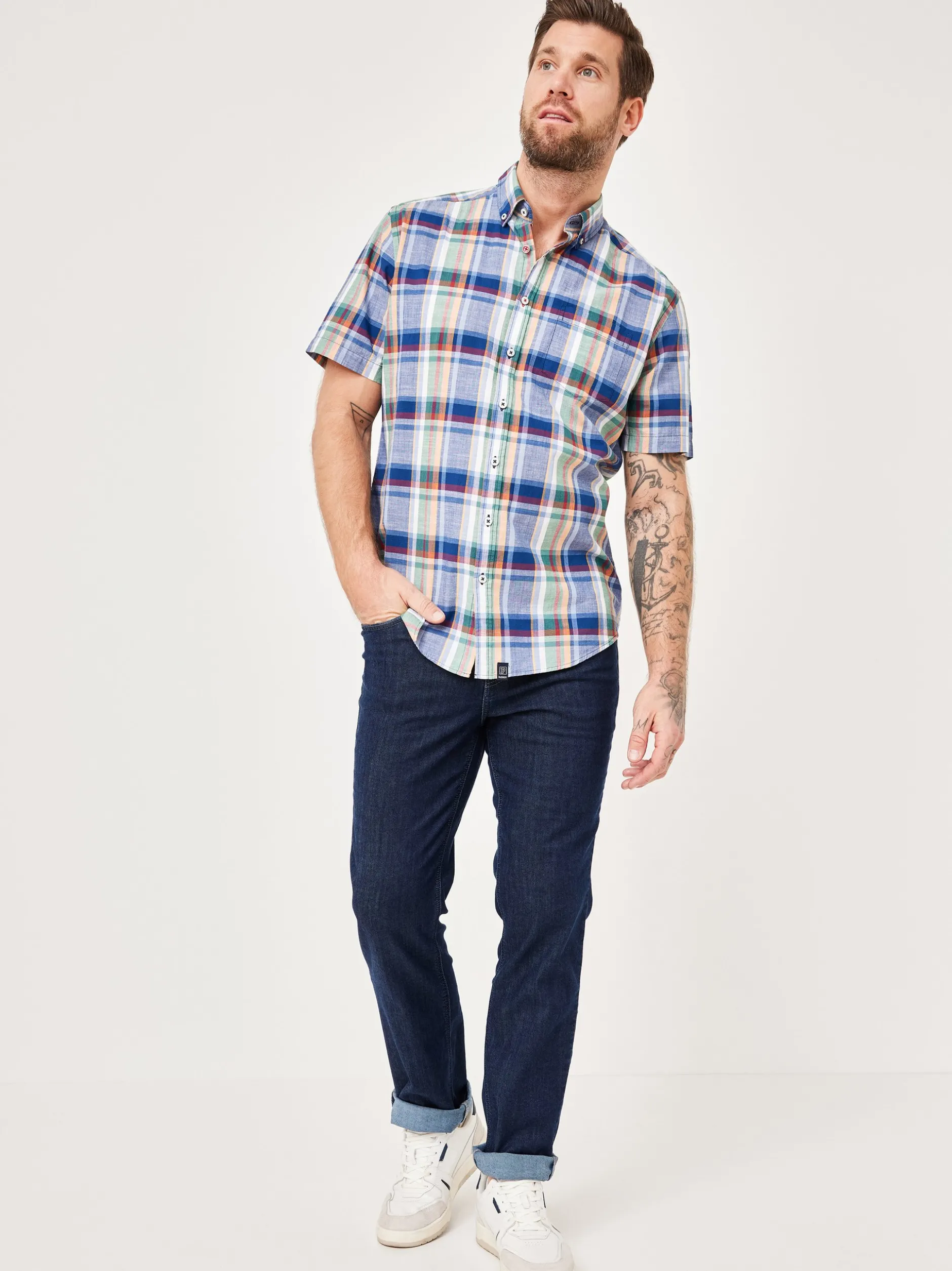 Paddock`s Herren Baumwollhemd - Regular Fit in marine