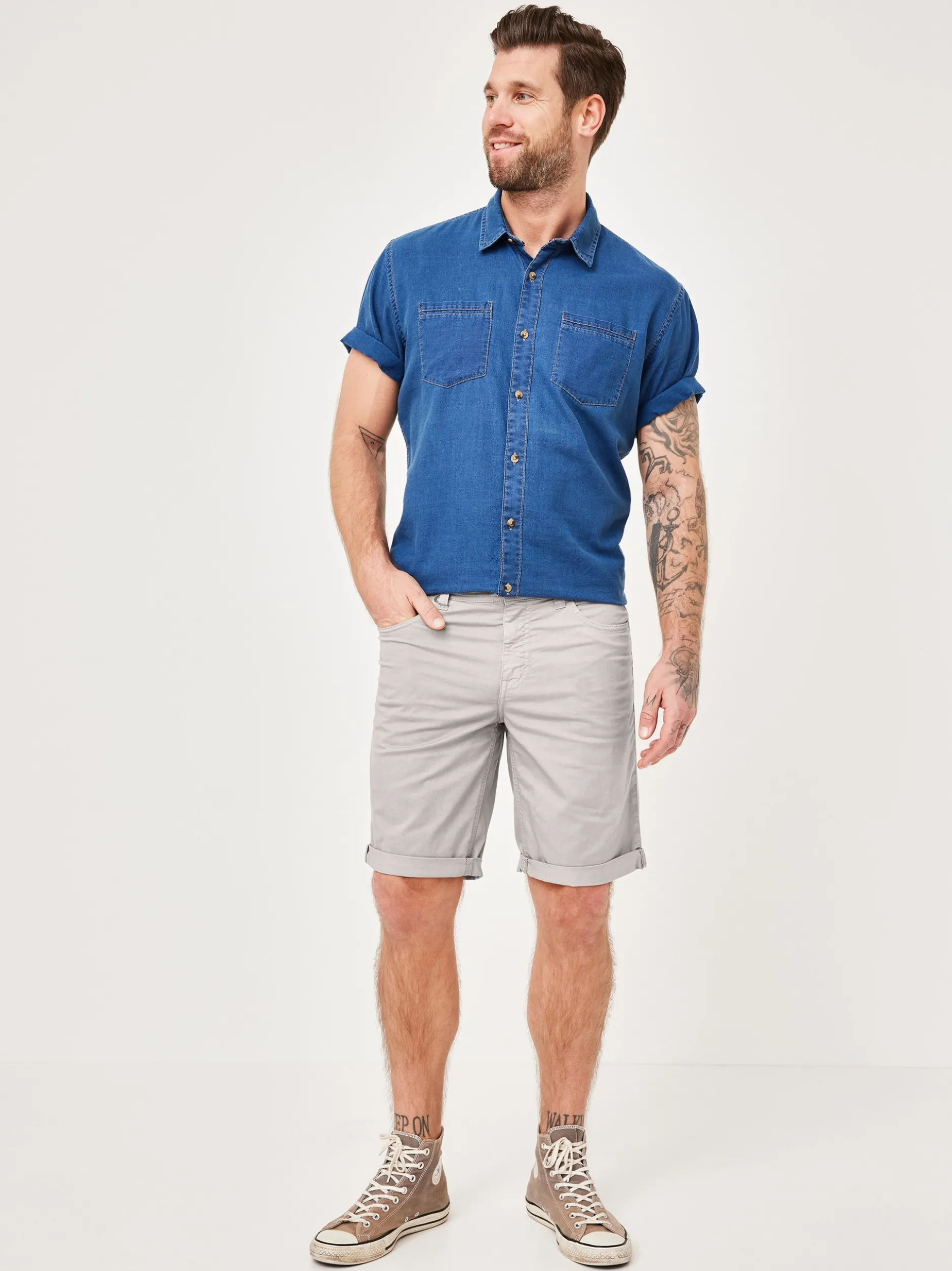 Paddock`s Herren Bermuda - PIPE Slim Fit in grau