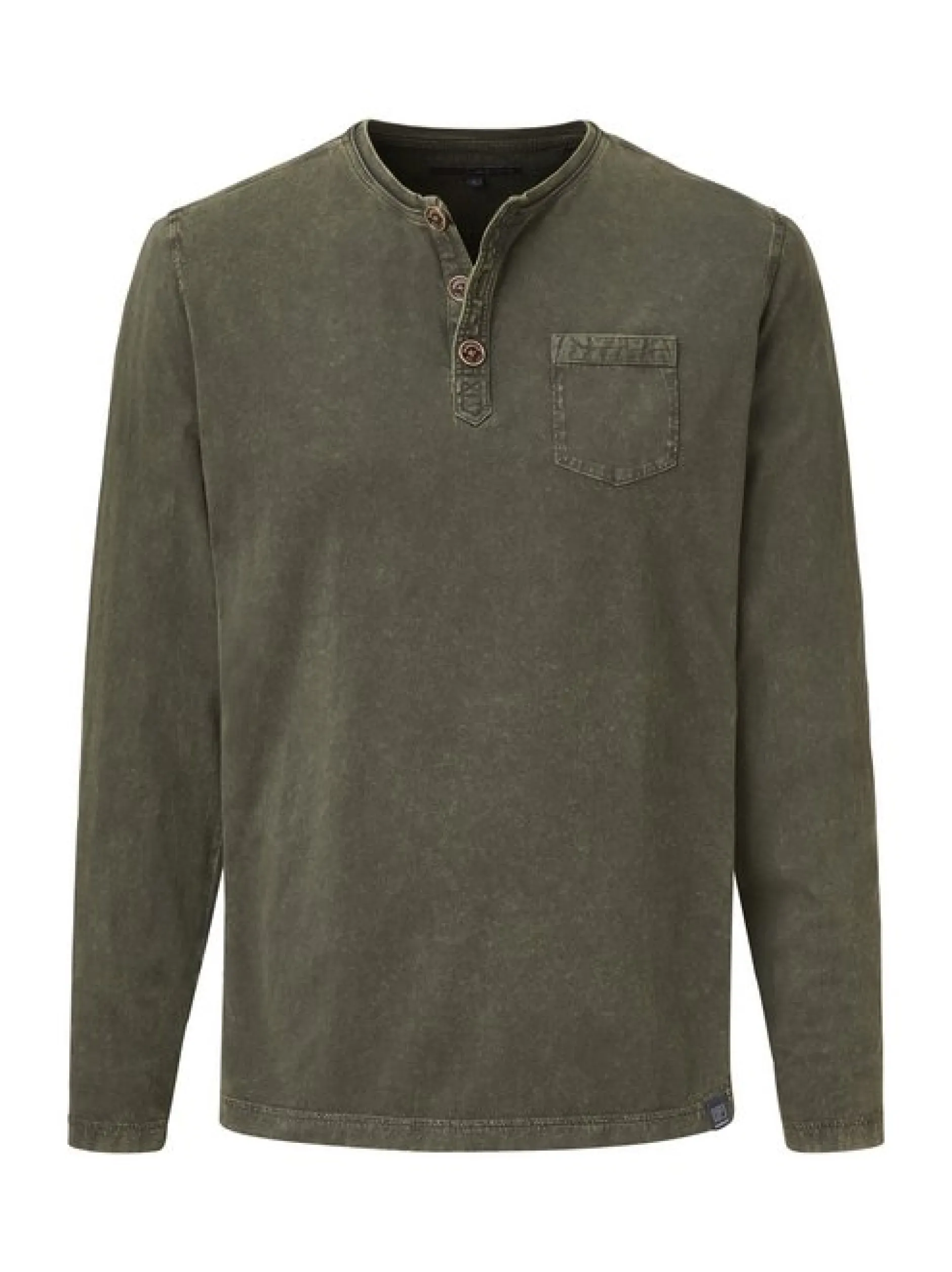 Paddock`s Herren Langarmshirt - Regular Fit in oliv