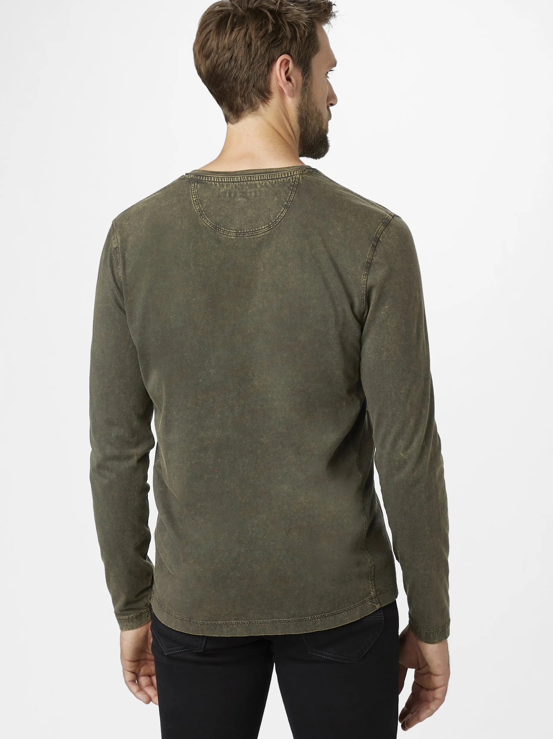 Paddock`s Herren Langarmshirt - Regular Fit in oliv