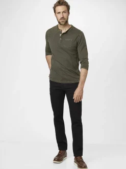 Paddock`s Herren Langarmshirt - Regular Fit in oliv