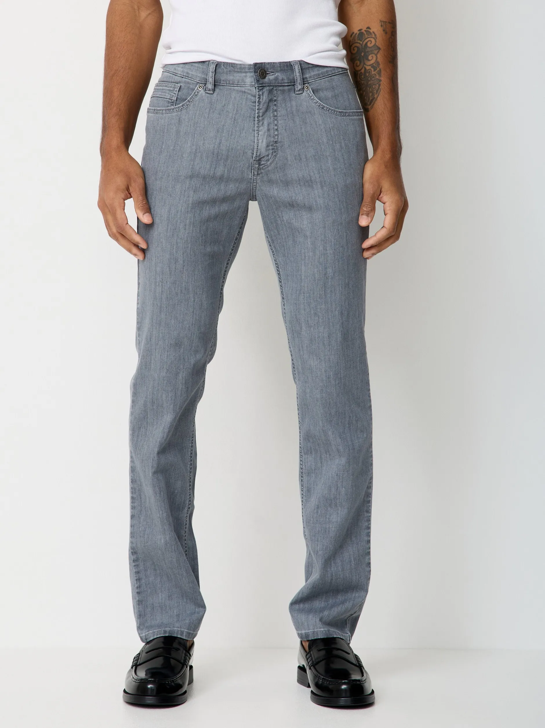 Paddock`s Herren 5-Pocket Jeans - PIPE Slim Fit in hellgrau