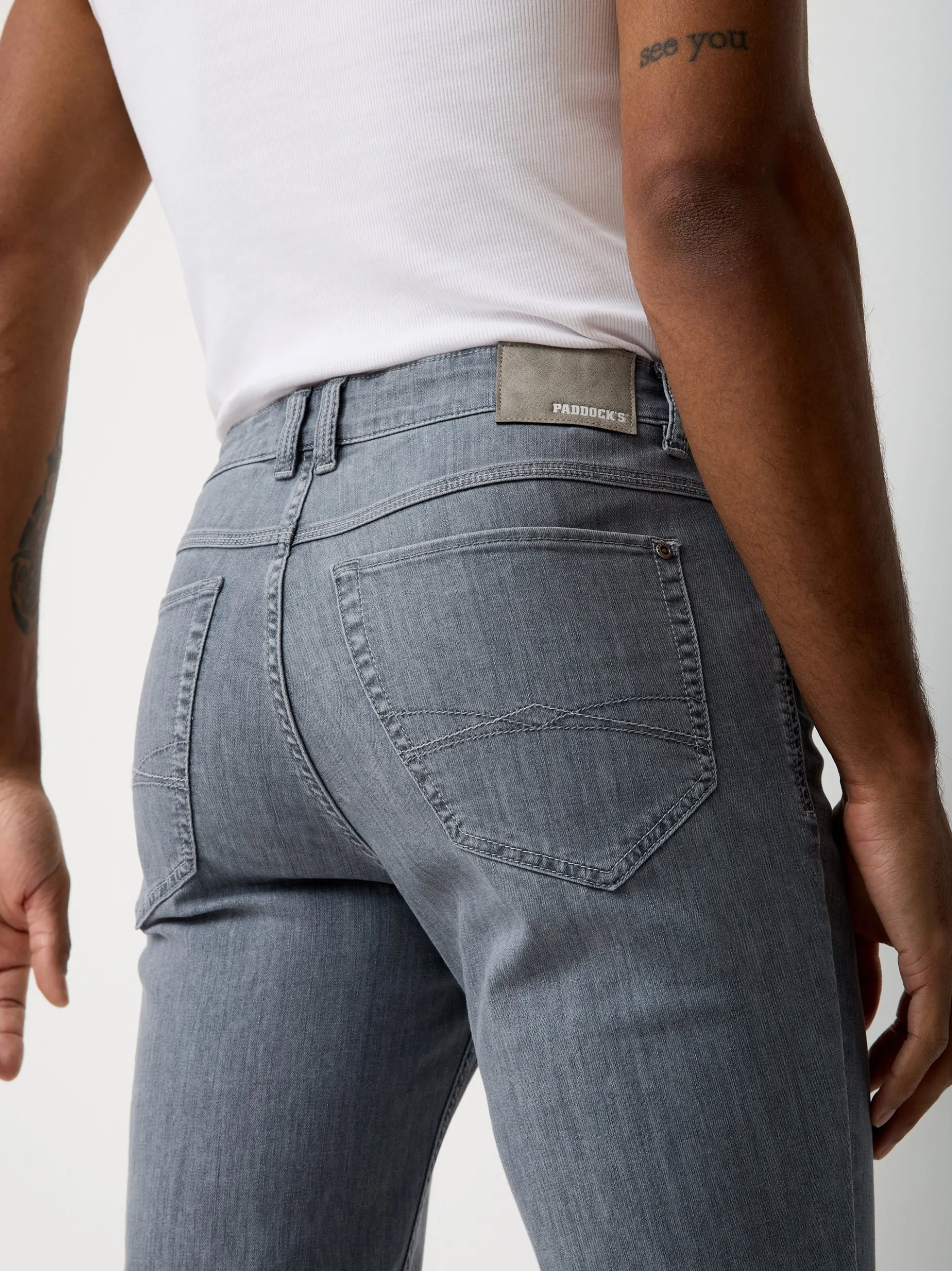 Paddock`s Herren 5-Pocket Jeans - PIPE Slim Fit in hellgrau