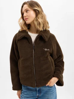 PEGADOR Damen Teddyfell-Jacke - Laja in schlamm