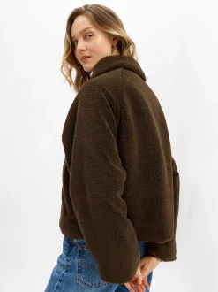 PEGADOR Damen Teddyfell-Jacke - Laja in schlamm