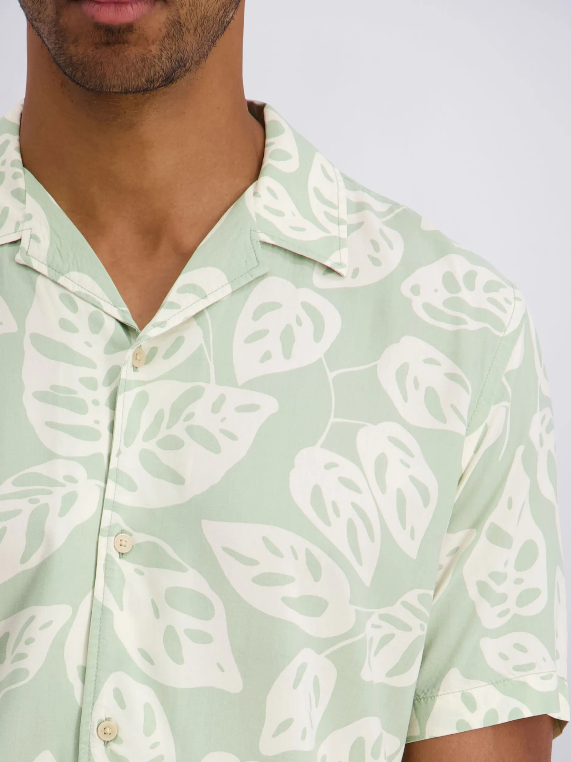 Pierre Cardin Herren Hemd in mint weiß - Ärmel: kurzarm